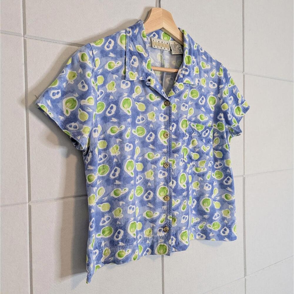 Vintage 90s Sigrid Olsen cropped boxy fruit print top - Picture 2 of 6